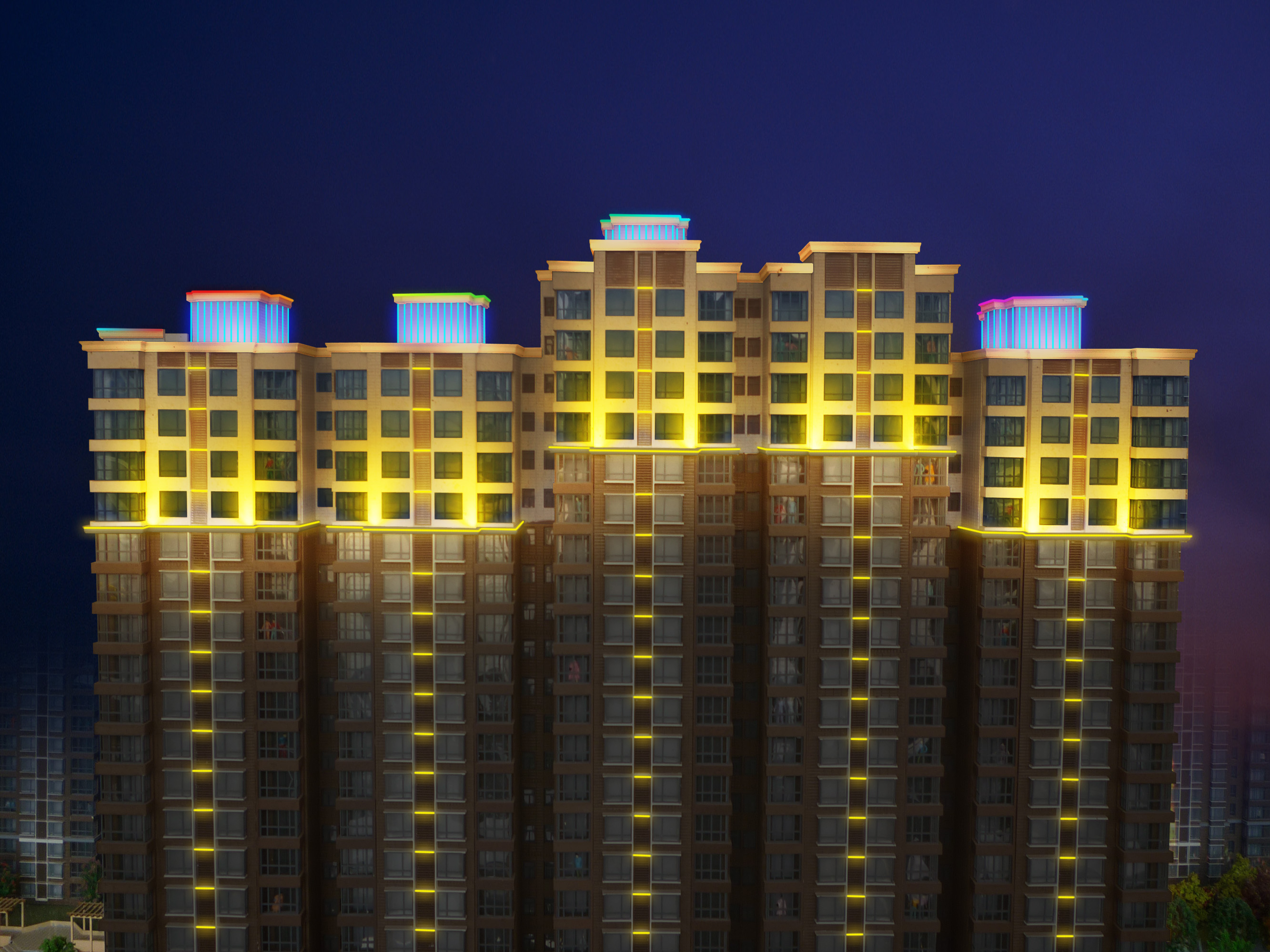 楼体建筑亮化工程案例效果图1